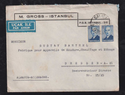 Türkei Turkey 1950 Airmail Cover ISTANBUL X DRESDEN Germany - Storia Postale