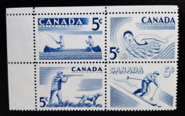 Canada 1957 MNH Sc 365**-368**  5c Recreation Sports - Unused Stamps