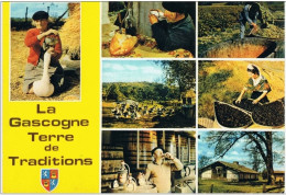 CPM..47..32..40..LA GASCOGNE TERRE DE TRADITIONS..GAVAGE DES OIES..PRUNEAUX D'AGEN..CHABROT..FERME LANDAISE.. - Aquitaine