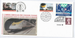 1998 Eurostar TRAN CARRIED 1st OVERNIGHT SNOW TRAIN On CHANNEL TUNNEL Railway GB BOURG ST MAURICE France Cover Weather - Clima & Meteorologia