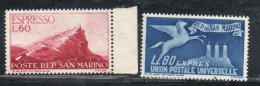 REPUBBLICA DI SAN MARINO 1950 ESPRESSI SPECIAL DELIVERY VIEW ESPRESSO VEDUTA SERIE COMPLETA MNH - Sellos De Urgencia