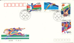 China FDC 25-7-1992 Olympic Games Barcelona Complete Set Of 4 With Cachet - 1990-1999