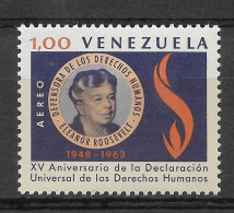 VENEZUELA 1964 ELEANOR ROOSEVELT DECLARATION OF HUMAN RIGHTS SC C855 MI 1555 - Venezuela