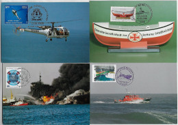 Germany France India United Nations 1983/2017 4 Maximum Card Coast Guard Fire Firefighter Fireman Ship Helicopter - Sapeurs-Pompiers