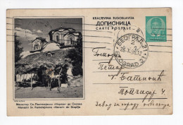 1938. KINGDOM OF YUGOSLAVIA,SERBIA,NIŠ POSTMARK,NEREZIN MONASTERY BY SKOPJE,MACEDONIA,ILLUSTRATED STATIONERY CARD,USED - Entiers Postaux