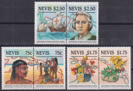 F-EX46969 NEVIS MNH 1986 DISCOVERY COLUMBUS EXPLORATION INDIAN SHIP FRUTI FOOD.  - Christopher Columbus