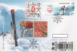 Croatia 2018, Michel 1302, Olympic Games PyeongChang, Uprated Registered FDC, Stamp + Vignette - Hiver 2018 : Pyeongchang