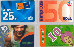 LOT 4 PREPAID PHONE CARD- POLONIA (E29.45.1 - Pologne