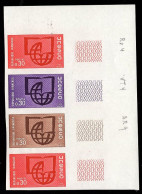 FRANCE(1966) UNESCO. Trial Color Proof Strip Of 4. Scott No 2O7, Yvert No SE37. - Pruebas De Colores 1945-…