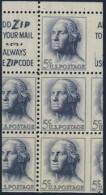 U.S.A.(1962) George Washington. Scott No 1213a. Yvert No 741. Attractive Error: Miscut Stamp Pane Of 5 With Label. - Varietà, Errori & Curiosità
