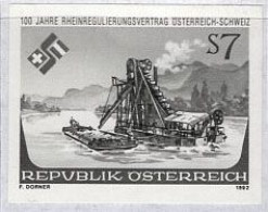 AUSTRIA(1992) Dredge On Rhine. Black Print. Austro-Swiss Rhine Treaty. Scott No 1570, Yvert No 1892. - Prove & Ristampe