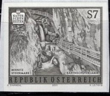 AUSTRIA(2001) Waterfall. Black Print. Bärenschützkamm. Scott No 1843. - Probe- Und Nachdrucke