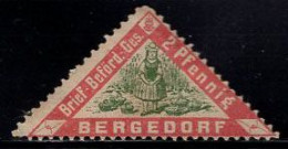 ALLEMAGNE (Bergedorf)(1930) Femme* En Costume. Paniers. Timbre Local Triangulaire De Bergedorf à 2 Pfennig En Vert Et Ro - Bergedorf