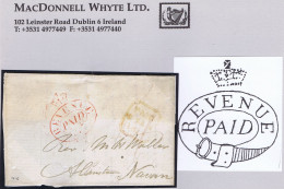 Ireland Dublin Official Paid 1816 Belted Oval REVENUE PAID In Red On Part Cover To Navan Red "4" - Préphilatélie