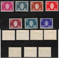 NORWAY NORGE NORWEGEN NORVÈGE 1951 O.S.  MH(*) MI D61 - 67 YT YV S60-S66 SC O58-64 WAPPEN COAT OF ARMS - Dienstmarken