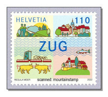 Switzerland 2022 (B22) Fish Stier Bull Brücke Bridge Zug,single Stamp From Series Canton Of Switzerland MNH ** - Ungebraucht