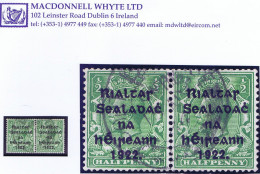 Ireland 1922 Harrison Rialtas 5-line Coils ½d Green Horizontal Pair Fine Used 1924 PORT LAOIGHISE Cds - Usados