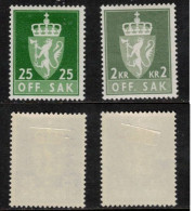 NORWAY NORGE NORWEGEN NORVÈGE 1959 1960 DIENSTMARKEN OFFICIALS OFF.SAK. MH(*) MI D72 84  SC O69 81 WAPPEN COAT OF ARMS - Servizio