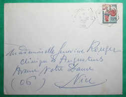 N°1331A COQ DECARIS CACHET MANUEL POSTE AUTOMOBILE RABASTENS CP N°1 TARN POUR NICE ALPES MARITIMES 1965 COVER FRANCE - 1962-1965 Gallo De Decaris