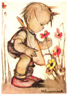 ILLUSTRATION, M.I. HUMMEL, FRIEND OF THE FLOWERS, NR. 62.1113, CHILD, BOY, SIGNED, POSTCARD - Hummel