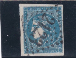 FRANCE - 1870 - EMISSION DE BORDEAUX - CERES NON DENTELE - N° 45C - 20 C BLEU-FONCE - OBLITERE - 1870 Bordeaux Printing