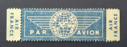 France Vintage Airmail Label Of Air France With Left & Right Stubs. Unused. Scarce. - Otros & Sin Clasificación