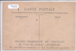 ORLEANS- GRANDE PHARMACIE DU CHATELET- PUBLICITE AU DOS D UNE CPA MONTE-CARLO- HALL DES SALLES DE JEUX - Orleans