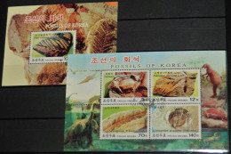 KOREA 2004, Prehistorics Animals, Fossils, Fauna Mi #B579-80, Miniature Sheets, Used - Fósiles