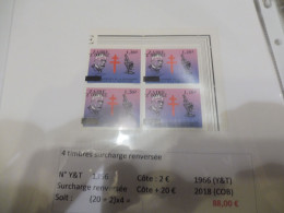 Zaire   Variete Varieteit  Neuf ** Mnh Rare Bloc De 4 Surcharge Renversée Parfait Perfect - Andere & Zonder Classificatie