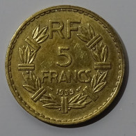 5 Francs 1939 Cupro Alu En Etat Ttb+ - 5 Francs