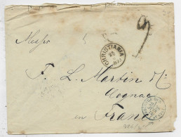 NORGE NORWAY NORVEGE LETTRE COVER CHRISTINIA 25 .6. 1873 LETTRE COVER TO FRANCE ° ENTREE NORVEGE ERQUELINES 2° +TAXE - Lettres & Documents