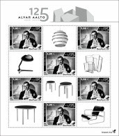 Finland Finnland Finlande 2023 Alvar Aalto Architect Designer 125 Ann BeePost Sheetlet With Labels MNH - Blocks & Sheetlets