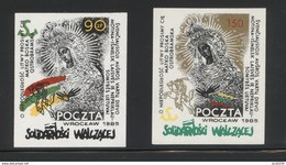 POLAND SOLIDARITY SOLIDARNOSC WALCZACA WROCLAW 1985 MADONNA OSTROBRAMSKA VILNIUS WILNO SET OF 2 RELIGION LITHUANIA - Vignette Solidarnosc