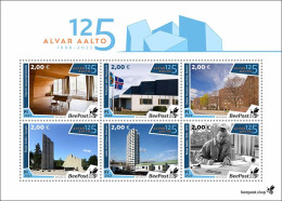 Finland 2023 Alvar Aalto Architect Designer 125 Ann USA Germany Italy Iceland BeePost Set Of 6 Stamps In White Block MNH - Blocs-feuillets