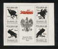 POLAND SOLIDARNOSC 1986 DECEMBER 1981 CARRION BIRDS MS THIN UNGLAZED PAPER (SOLID 0006/0323) - Solidarnosc Labels