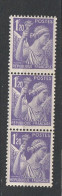 N° 651: Type Iris: Beaux Timbres Neuf  Sans Charnière Bloc De 3 Timbres - 1939-44 Iris