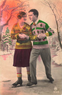 Sports D'hiver , Le Patinage * Carte Photo * Couple De Patineurs * Patinoire Patins à Glace * Homme Femme Amoureux - Sports D'hiver