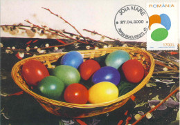 954  Oeufs De Pâques Carte Maximum, 2000 - Easter Eggs: Maximum Card From Romania. Egg œuf - Pasqua