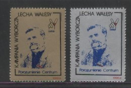 POLAND SOLIDARITY SOLIDARNOSC POROZUMIENIE CENTRUM LECH WALESA PRESIDENTIAL CAMPAIGN GOLD SILVER NOBEL PRIZE WINNER - Vignettes Solidarnosc