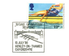 954  Aviron: Oblit. Temp. D'Angleterre, 1986 - Home Of British Rowning: Pictorial Cancel From Henley-on-Thames - Rowing