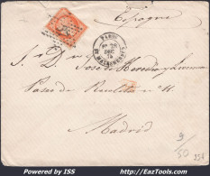 FRANCE N°38 SUR LETTRE AVEC ETOILE DE PARIS 37 + CAD BT MALESHERBES DU 28/12/1875 - 1870 Belagerung Von Paris