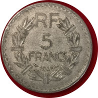 Monnaie France - 1949 "9" Fermé - 5 Francs Lavrillier Aluminium - 2 Francs