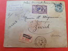 Entier Postal Type Sage Surchargé + Merson En Chargé De Marseille Pour La Suisse En 1920 - D 248 - Enveloppes Types Et TSC (avant 1995)