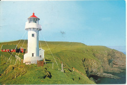 Faroe Islands Postcard Sent To Denmark Tvöroyri 16-7-1979 Akrabyrgi Supuroy Lighthouse - Islas Feroe