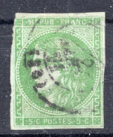 BORDEAUX N°42 B 5c Vert Oblitéré CàD - 1870 Bordeaux Printing