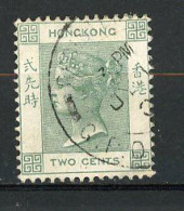 H-K  Yv. N° 34 ; SG N° 56 Fil CA (o)  2c Vert-gris  Victoria  Cote  1 Euro BE   2 Scans - Gebraucht