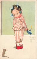 Béatrice MALLET * Cpa Illustrateur * Enfant En Pyjama , Bougie Souris - Mallet, B.