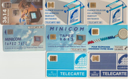 LOT   De 8 TELECARTES - " PTT  Et FRANCE TELECOM  , MINICOM , 3614  ... ° - Operadores De Telecom