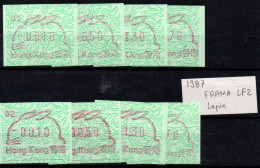 China Hong Kong Machine Label Frama 1987 Rabbit Machine 01 And 02 Complet Set Free Postage - Neufs
