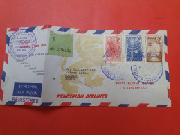 Ethiopie - Enveloppe 1er Vol En Recommandé Pour Madrid En 1963 - Enveloppe Livrée Pliée - D 273 - Äthiopien
